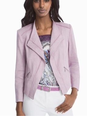 White House Black Market Linen Blend Lavender Tailored Blazer